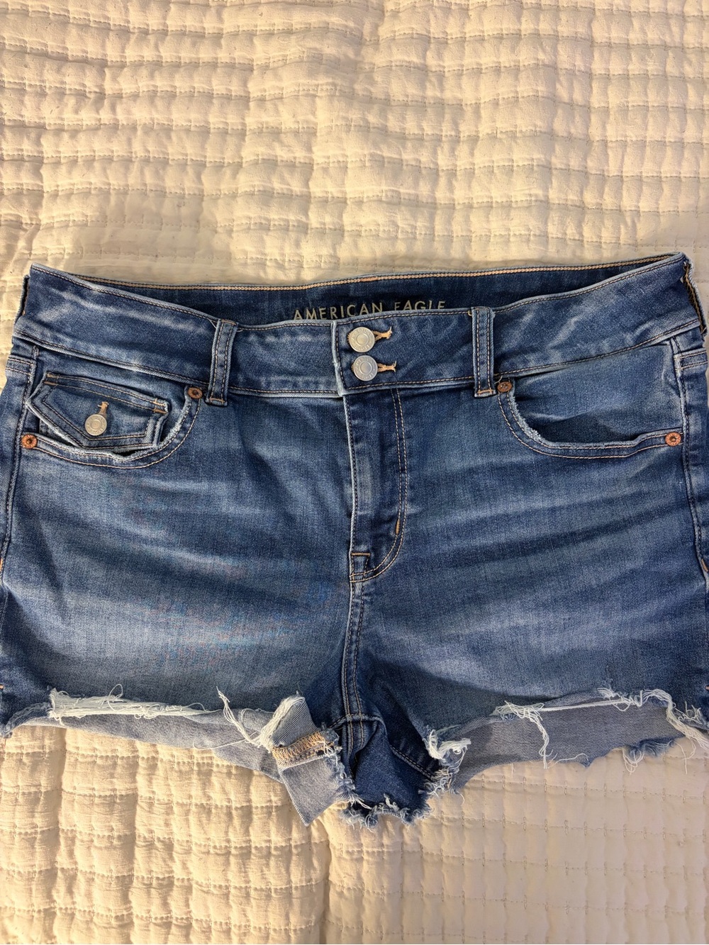 American Eagle Outfitters Dark Blue High-Waist Denim Shorts
